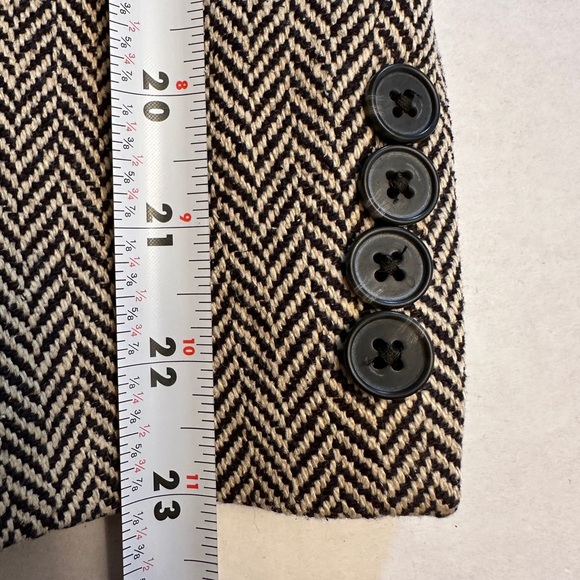 Vintage 100% Silk Ralph Lauren Women's Size 4 Herringbone Blazer Tan Black Italy - Picture 11 of 11